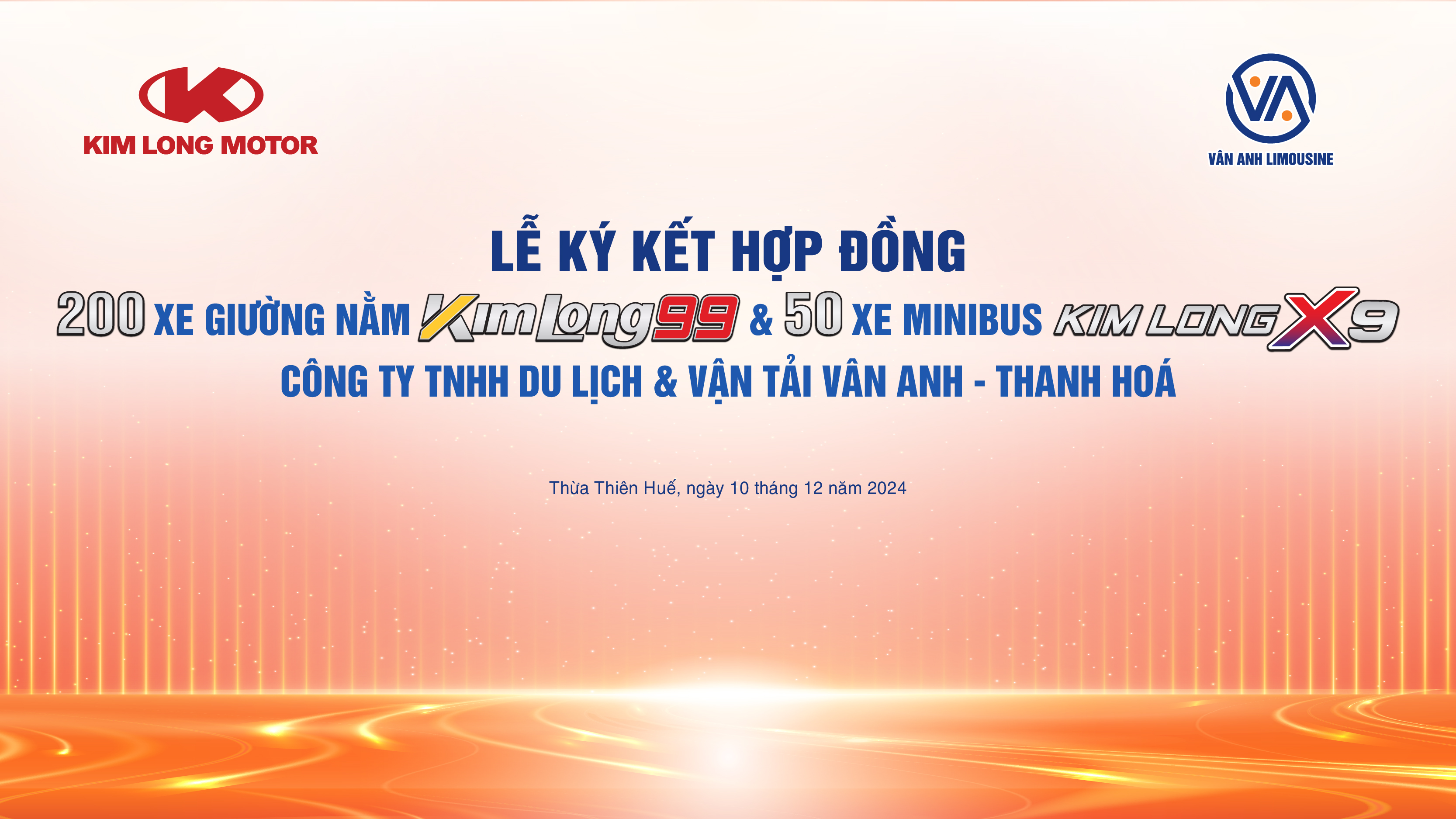 PRESS RELEASE: KIM LONG MOTOR AND VÂN ANH COMPANY SIGN AGREEMENT FOR THE SUPPLY OF 200 KIMLONG 99 SLEEPER BUSES AND 50 KIMLONG X9 MINIBUSES