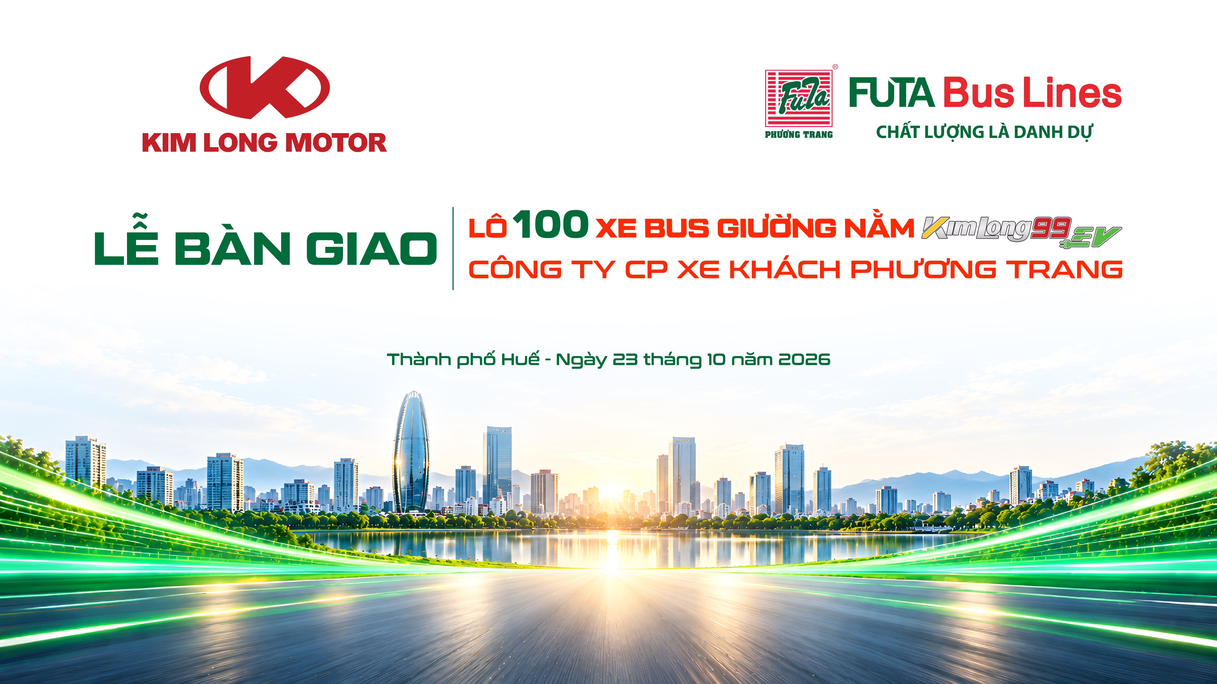 THÔNG CÁO BÁO CHÍ: KIM LONG MOTOR BÀN GIAO LÔ 100 XE BUS GIƯỜNG NẰM THUẦN ĐIỆN KIMLONG99 EV- G34 CHO FUTA BUS LINES
